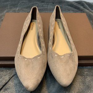 Ataiwee Women's Wide Width Flat Shoes, Slip On Pointed Suede Cozy Anti Slip Sole